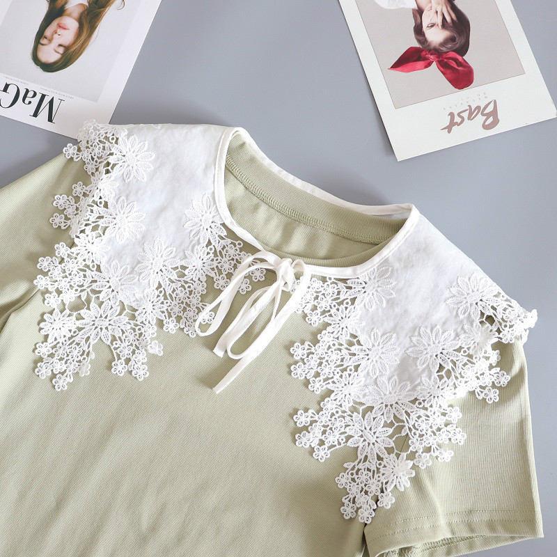 Court Lace Small Shawl Water-Soluble Hollowed-Out Pure Cotton Fake Collar Women'S Doll Collar Round Neck With Top Fake Collar