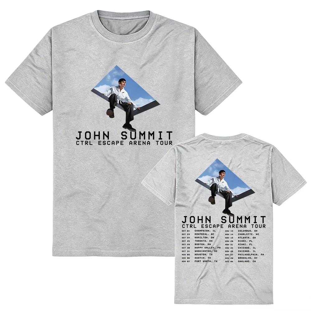 Футболка CTRL ESCAPE Tour 2026 Певец JOHN SUMMIT Графическая футболка Унисекс Уличная одежда Летняя Хлопок Мягкая Модная Футболка