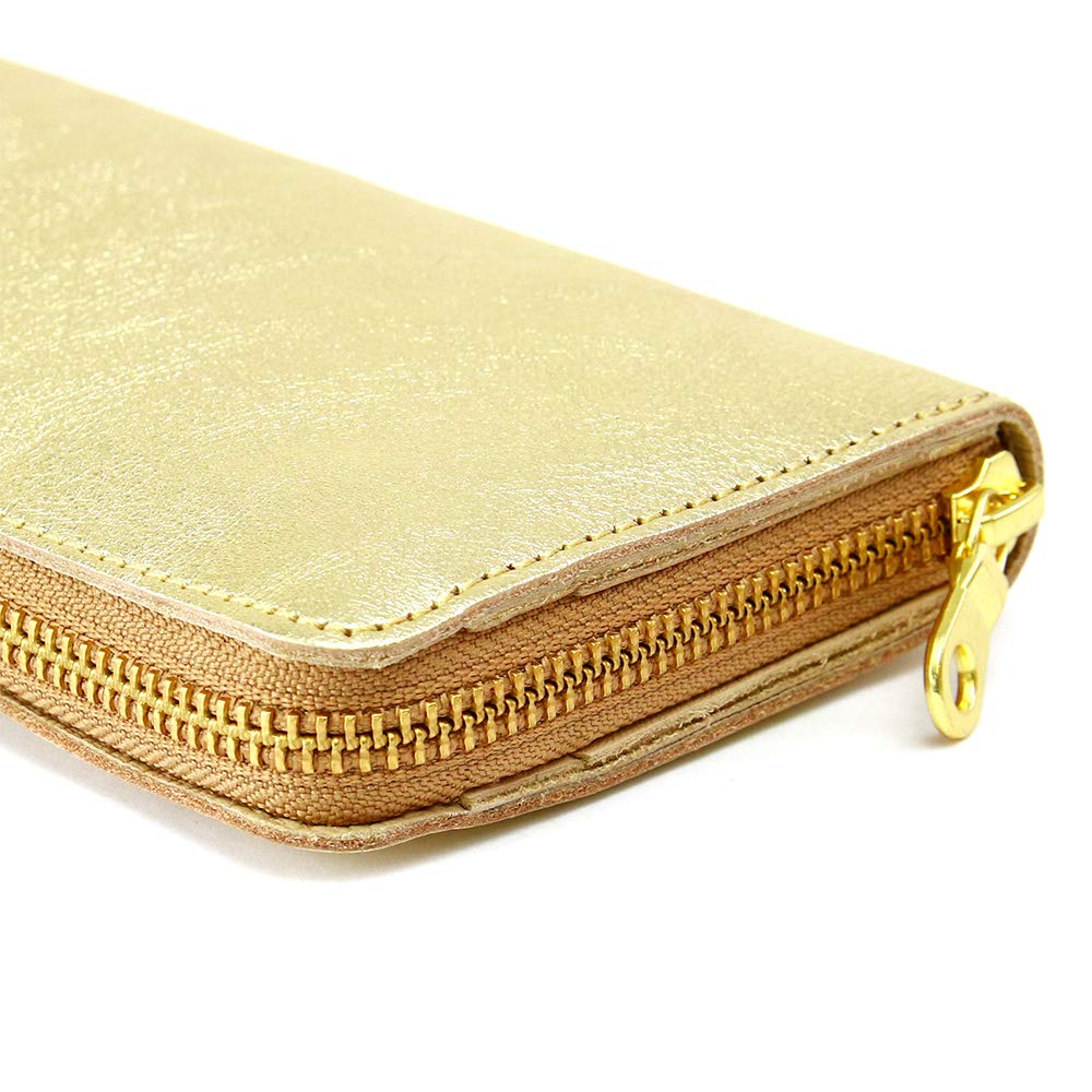 AGILITY affa Длинный кошелек с круглой молнией из натуральной кожи с золотой серебряной фольгой "Grot" для женщин