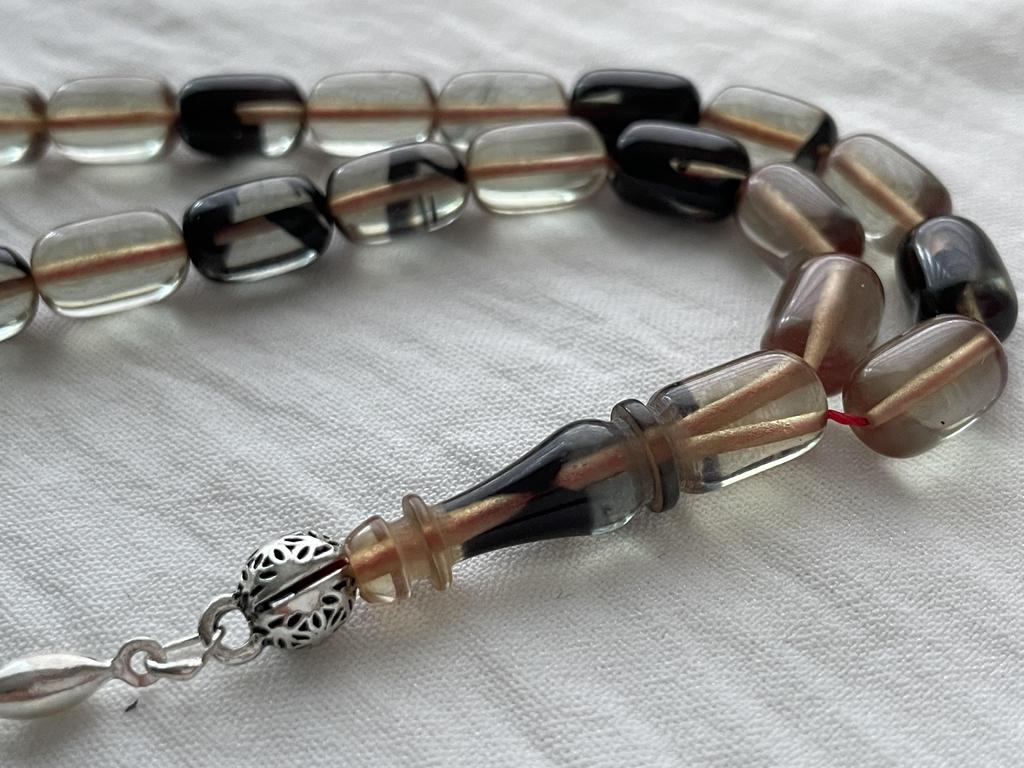 Молитвенные бусы из огненного янтаря 925 пробы Серебряные кисточки Розарий Teasbeh