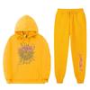 Pink Inspired Unisex Hooded Sweatshirt Pants Set Casual Sportwear Fall