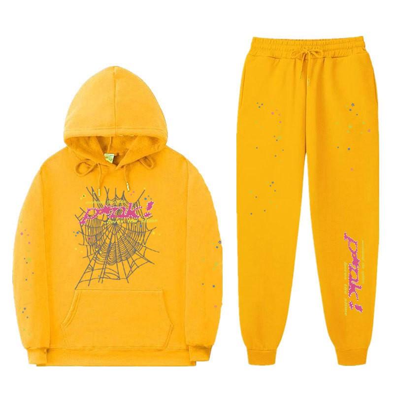 Pink Inspired Unisex Hooded Sweatshirt Pants Set Casual Sportwear Fall