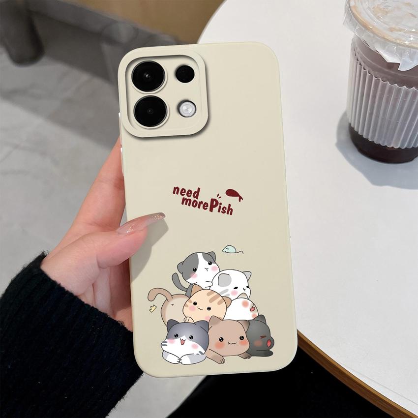 Для Oppo K13 Realme 5 6 7 10 8 9 Pro Plus A5X A5 Чехлы для телефонов Конфетный цвет Милые кошачьи узоры Жидкий силикон Улучшенный противоударный корпус Для Oppo Чехлы