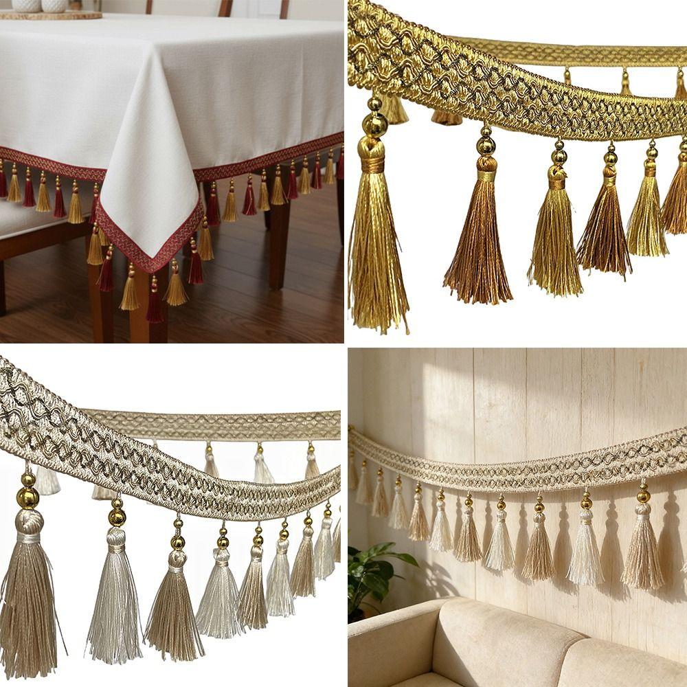 12M Craft Making Vintage Fringe Trim with Hanging Tassel Chain Tassel Ribbon Home Decoration