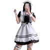 Maid Costume Ruffle Frill Trim Cute Bow Apron Dress Cosplay Makeup Outfit with Headwear Neck Leg