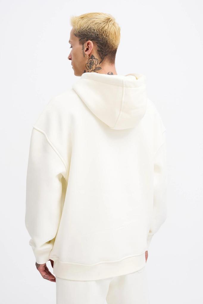 Męska Bluza Oversize Basic z Kapturem - Ecru