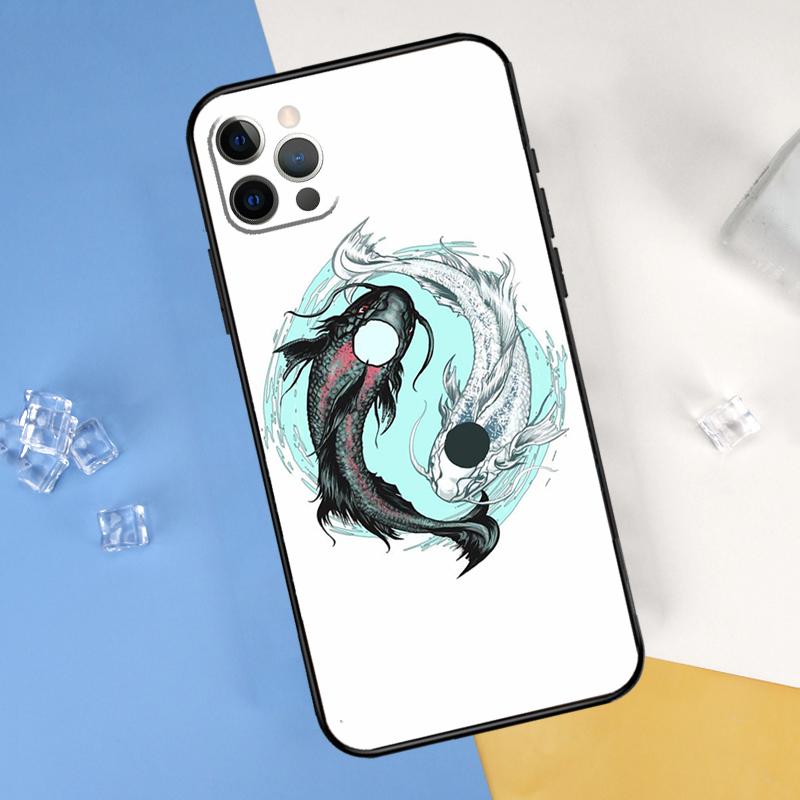 Чехол для телефона с изображением рыбы кои Инь-Ян для iPhone 16 Pro Max 12 13 Mini 11 14 15 Pro Max XR 16 15 Plus 16e Защитный корпус