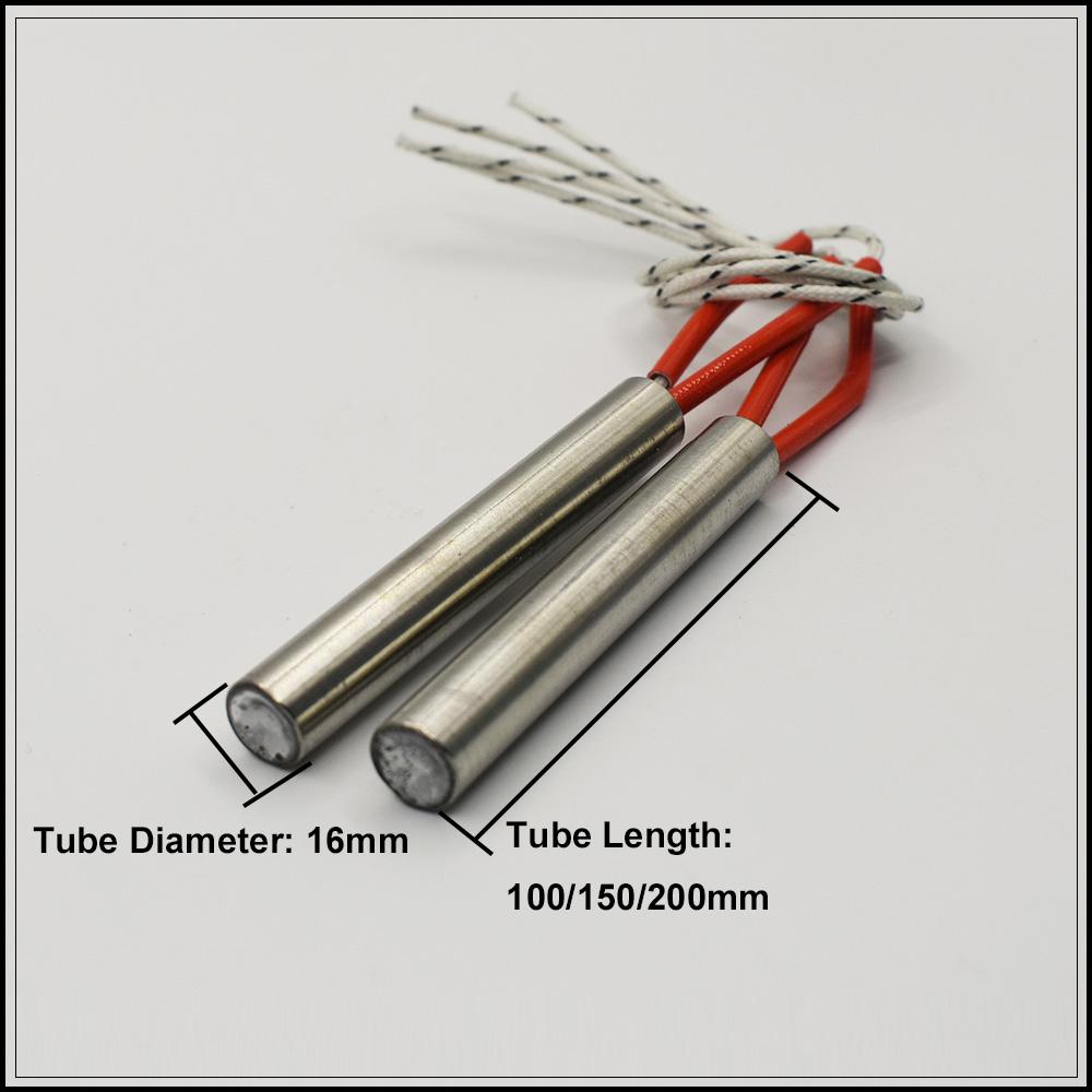 220V 8mm Dia. Stainless Steel Cartridge Heating Resistance Element 50-200mm Tube Length 100-300W Tube Heater for Molding 5pcs