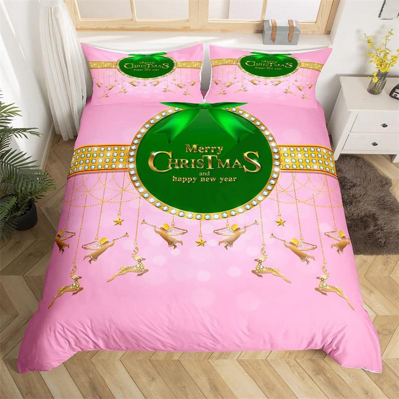 Комплект постельного белья «Веселая рождественская елка» Красный комплект пододеяльника Рождественская снежинка с блестками Покрывало Микрофибра Полуторный Кинг Покрывало