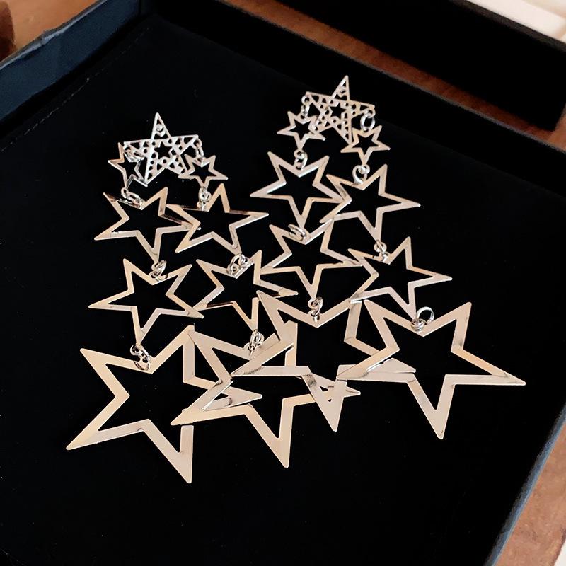 Серьги-подвески с геометрическим ажурным круглым кулоном 'Серебряная игла' в европейском и американском преувеличенном стиле для женщин.