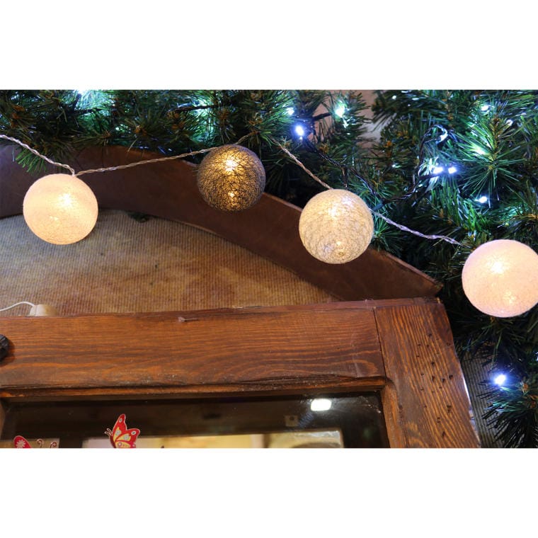 Cotton LED Light Balls, 6 cm Diameter, Battery Powered, Warm White