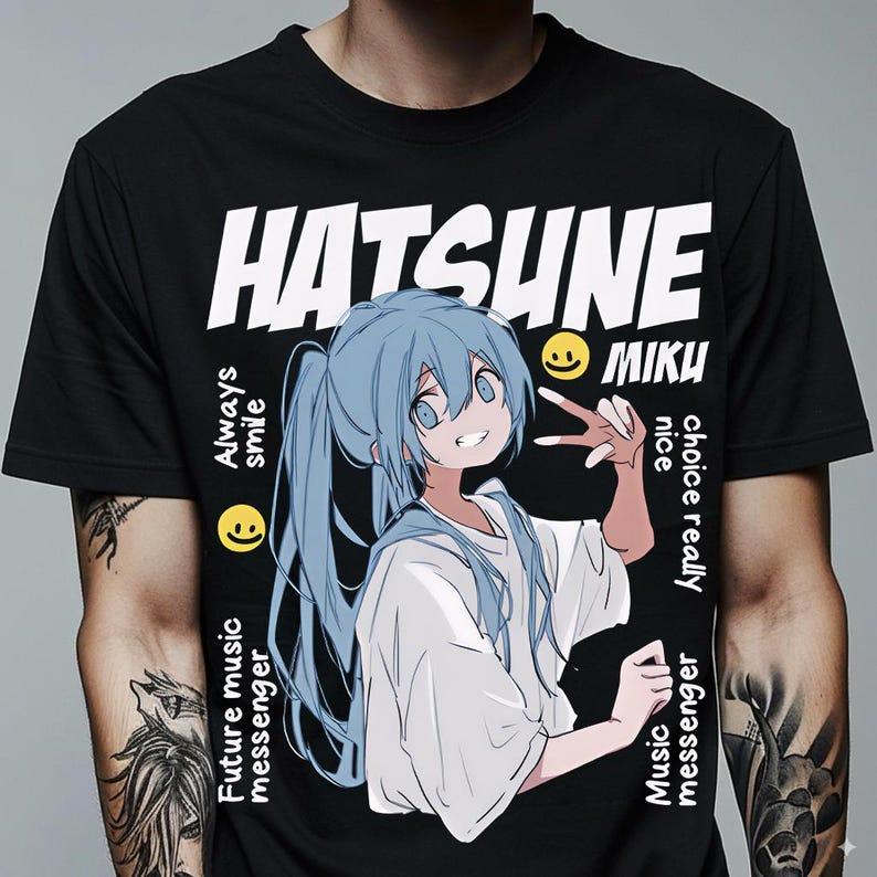 Summer Hot Sale Anime Hatsune Miku T-shirt Men Women Hip Hop Streetwear Oversized T-shirt Print Crew Neck Casual T Shirt