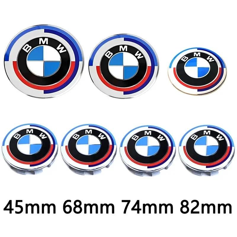 7pcs Front Hood Emblem New Type Logo 82mm+Rear Badge 82mm+Wheel Hub Cap 68mm+Steering Wheel Sticker 45mm for All for BMW