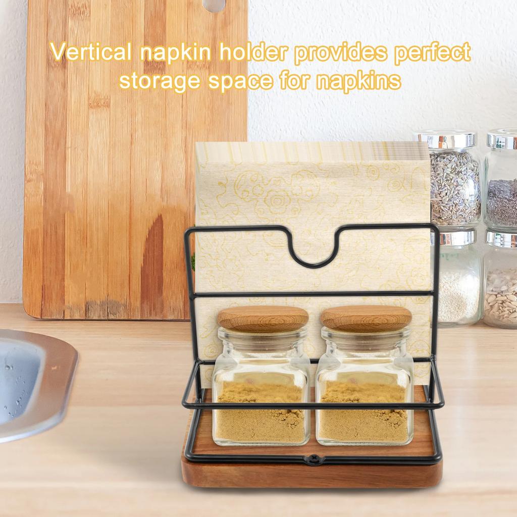 Napkin Holder Metal Table Napkin Holder with Weighted Base Multipurpose Napkin Salt and Pepper Dispenser for Kitchen Countertop