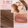 2 In1 Tapered Gradient Lipliner Pen Nude Brown Mirror Glass Lip Gloss Matte Lip Liner Water-resistant Lip Contour Non Stick Makeup
