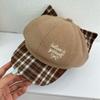 Cute cat ear embroidery hat women's wide brim small octagonal hat fashion versatile painter hat duck tongue beret