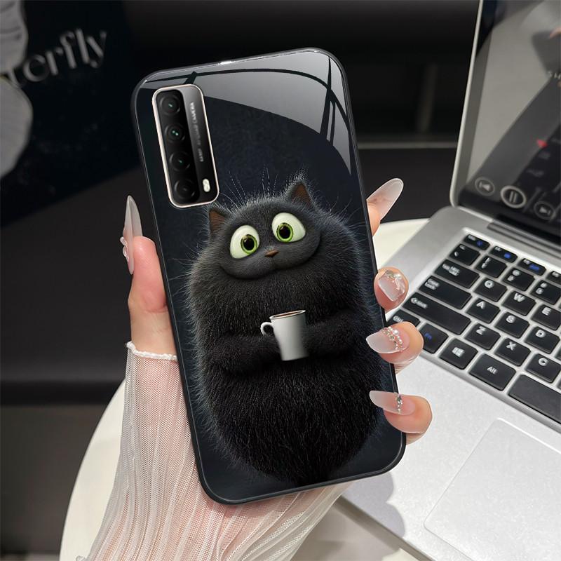 For Huawei P Smart 2021 Phone Case Trendy Fantasy Design Tempered Glass Bumper For Huawei Y7A PPA-LX3 PPA-LX1 PPA-LX2 Back Cover