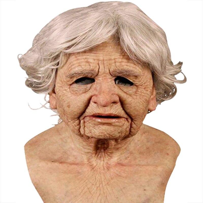 Halloween Old Man Mask Realistic Human Wrinkle Face Mask Novelty Costume, Performance Prop Party Latex Full Head Mask
