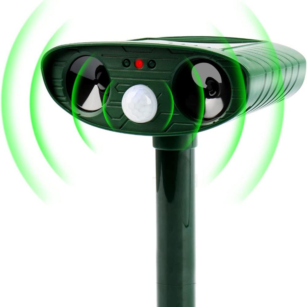 Солнечный отпугиватель животных, Источник Инфракрасный отпугиватель Отпугиватель кошек Собака Солнечный Ультразвуковой отпугиватель