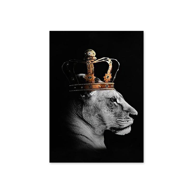 Абстрактное животное Лев Холст Печать плакатов Современная живопись Настенная картина для гостиной Украшения дома Подарок Cuadros