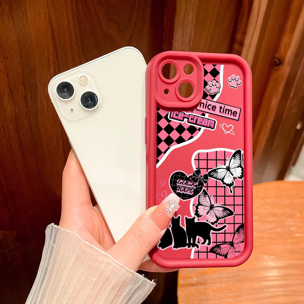 Для Huawei P50 Pro P40 Honor 8X 9X X9 Tecno Spark Go Infinix Smart 8 Vivo V29 V30 Y02 Y16 мягкий защитный чехол для полнообъективного телефона с изображением милой бабочки-кошки