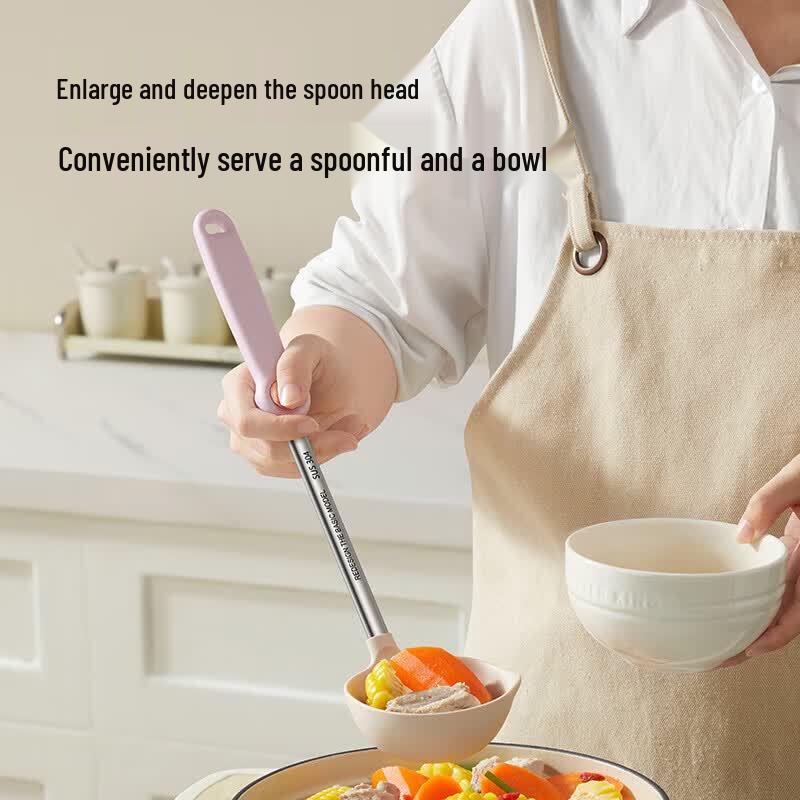 COOKER KING Antibacterial Silicone Spatula & Soup Ladle Set