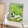 Disney diamond art painting kit 5D handmade diy diamond painting, home wall decoration of a dalmatian puppy in a field of dandelions.