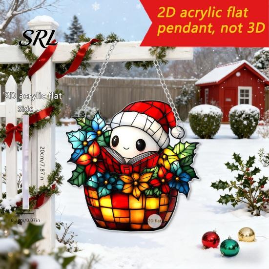 Indoor Wall Decoration Cute Pink Snowman Acrylic Hanging Decor, Christmas Cartoon Festive Home Accents Ornaments, Weatherproof Window Door Garden