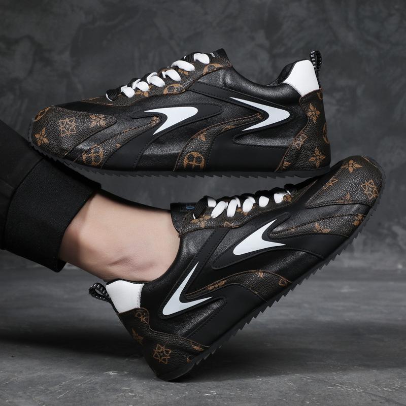 Летняя кожаная спортивная обувь, дышащая трендовая британская мужская обувь, повседневная универсальная обувь