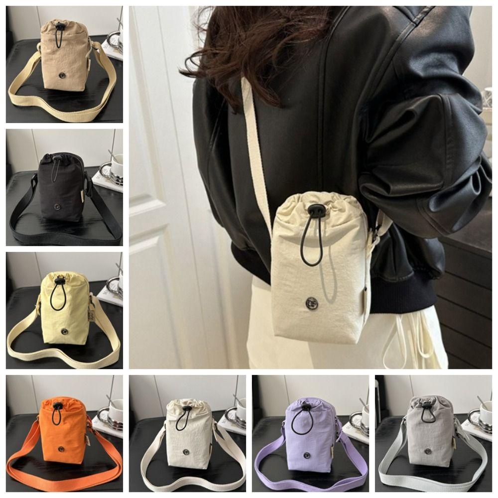 Solid Color Mini Nylon Crossbody Bag Multifunctional Single Shoulder Bag Water Bottle Bag Travel