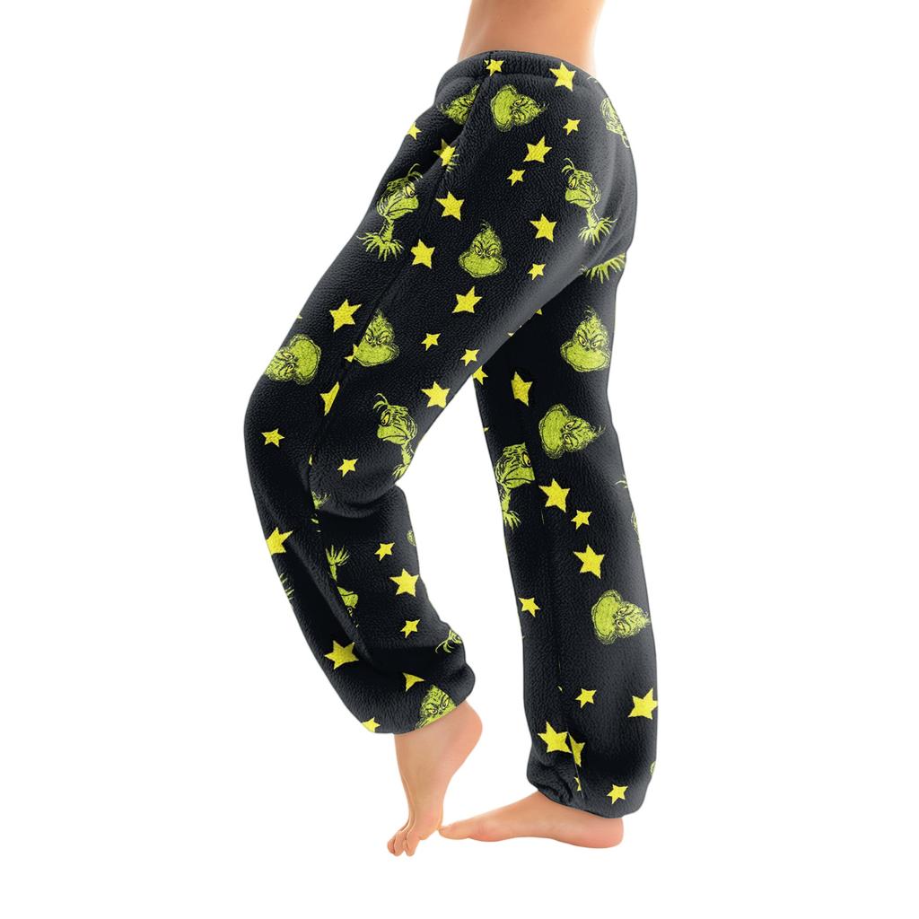 Women's Solid Color Trousers With Cuffs Casual Pants And Pajama Pants