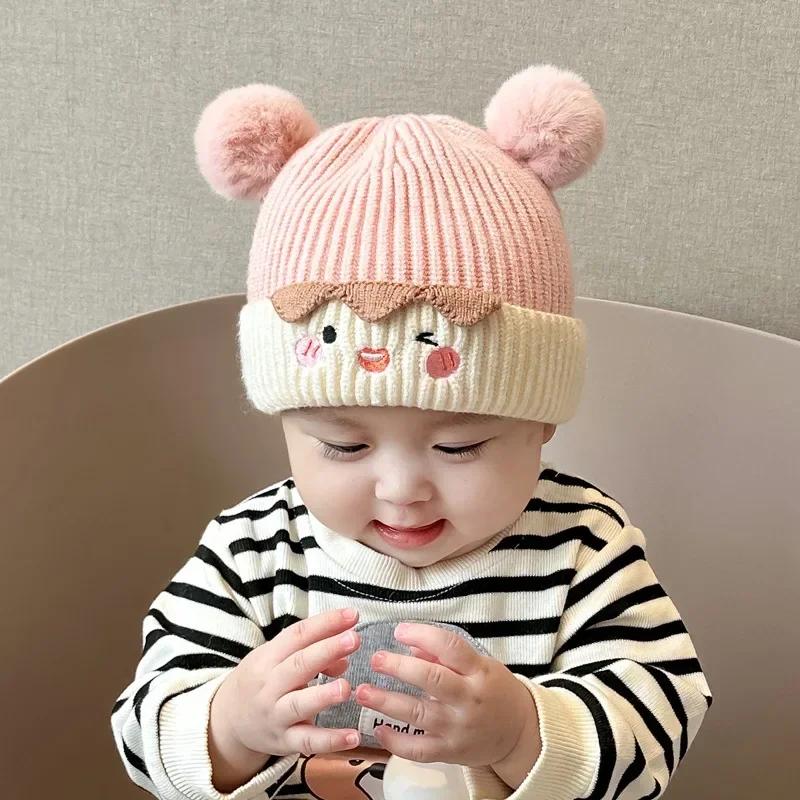 1 Piece Sweet Warm Infant Baby Beanie for Boy Girl Fashion Cute Cartoon Toddler Crochet Bonnet Autumn Winter Outdoor Knitted Hat