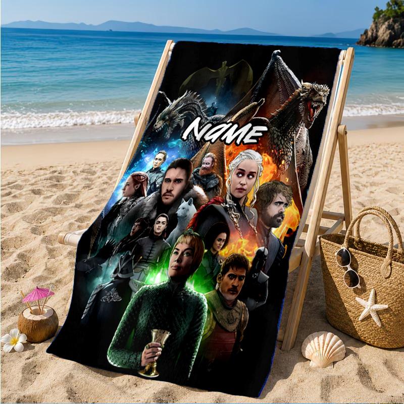 Custom Name Game Dragons Heroes Unite Beach Towel Microfiber Beach Towel, Lightweight and Quick-Dry, for Summer Travel, Swimming Pool Gift