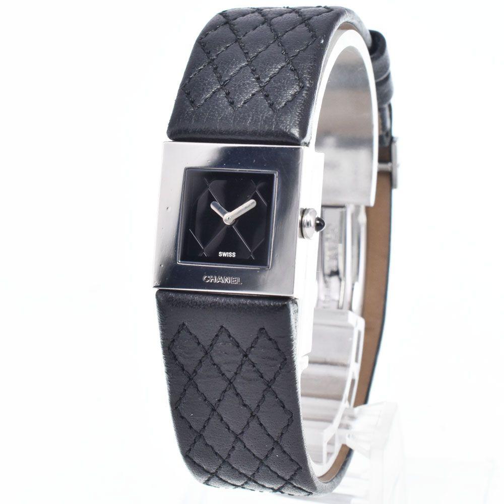 Used Chanel CHANEL H0116 Matelass Black Quartz Ladies Good Condition Watch N#147486