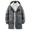 Autumn Winter Fashion Men's Plus Fleece Hooded Jacket Jacket Plus Fleece Warm and Cold-proof Men's Padded Jacket