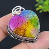 Natural Rainbow Solar Quartz Gemstone 925 Sterling Silver Pendant 1.81" S3S31