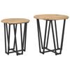2-Piece round side table set, wooden coffee tables with metal frames, living room decoration table set