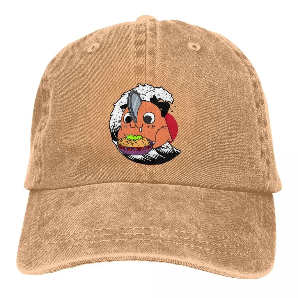 Стираная мужская бейсболка Pochita Essential Trucker Snapback Ковбойские кепки Dad Hat Chainsaw Man Аниме Кепки для гольфа