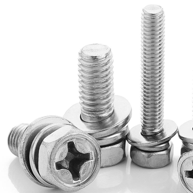 Никелированный шестигранный комбинированный болт с крестообразным шлицем (М3-М8)