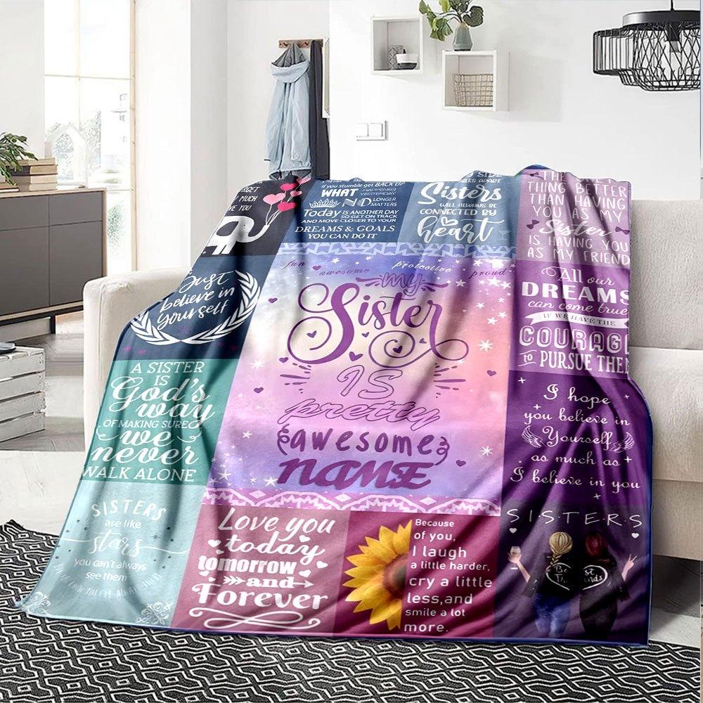 Sisterhood Love And Support Throw Customizable Blanket Customize Your Name Ultrasoft For Sofa Couch Office Bed Picnics Four Seasons Multipurpose