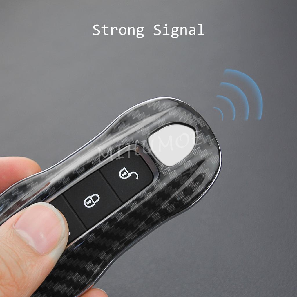 For 2019-2025 Porsche Panamera Taycan Cayenne Coupe 911 Car Remote Key Fob Case Cover Shell Keychain Accessories Carbon Fiber