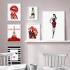 Fashion Canvas Wall Art Red Lips Picture Paris Tower Prints and Posters for Bedroom Girl Home Decoration No Frame