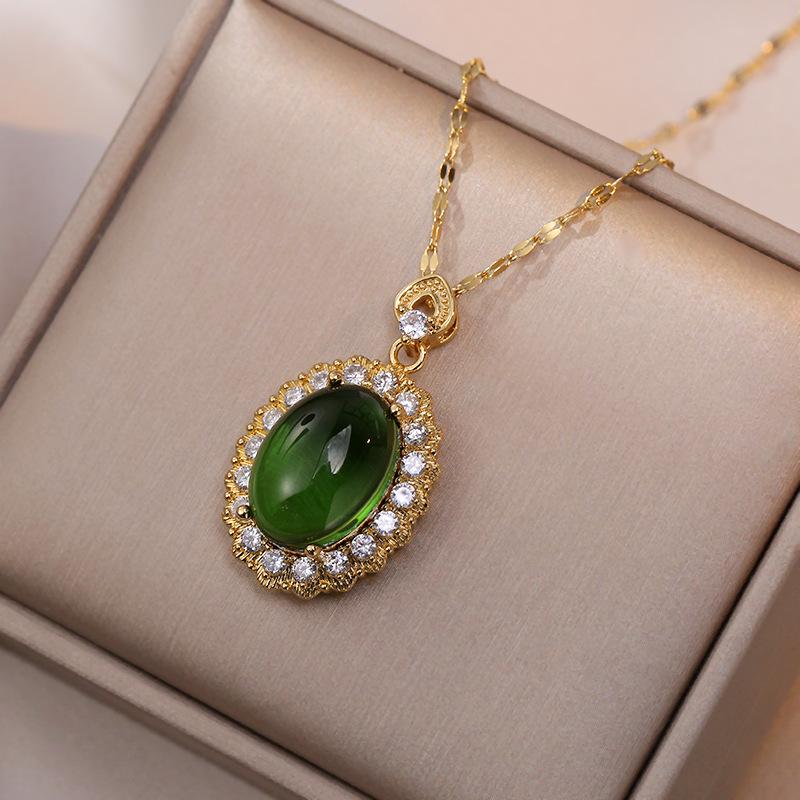 Роскошное овальное ожерелье с цирконием для женщин, новинка 2024 года, цепочка из нержавеющей стали, ювелирные изделия, аксессуары для вечеринок