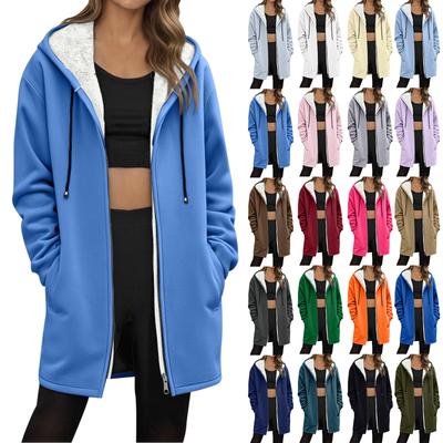 Женский модный свободный кардиган на молнии с флисовым капюшоном