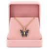 Blue Sapphire Butterfly Dainty Necklace- Sterling Silver
