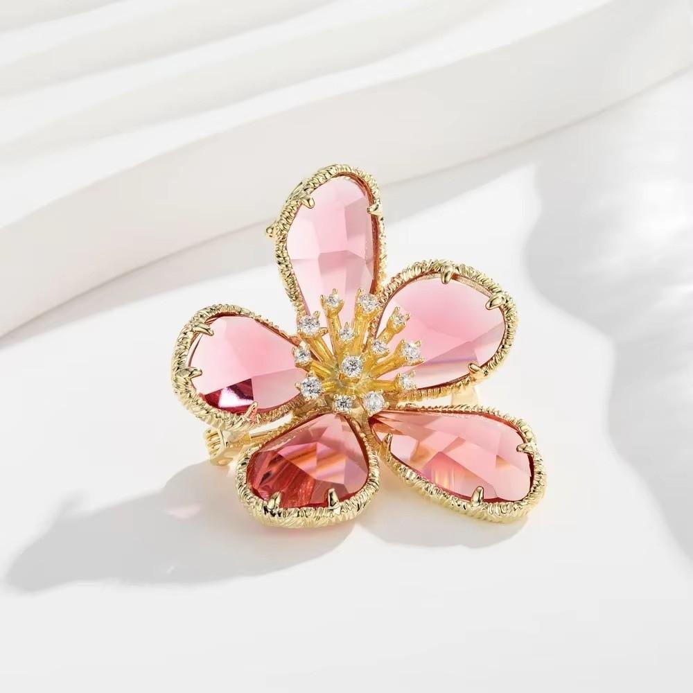 Enamel Rhinestone Brooch Alloy Floral Clothing Pin Exquisite Flower Brooches Jewelry Gift