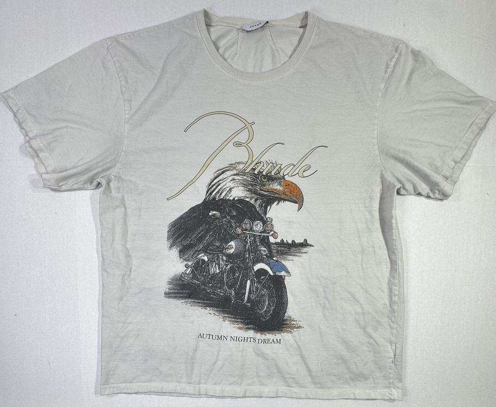 Rhude Eagle Motorcycle Graphic XL White Watch My Smoke ’91 Unisex T-Shirt