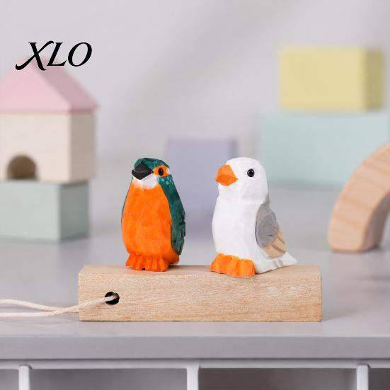 Artistic Niche Home Accents Hand Carved Basswood Bird Ornament, Cute Wooden Animal Figures, Handcrafted Toys for Children Compact Size Statues Desktop