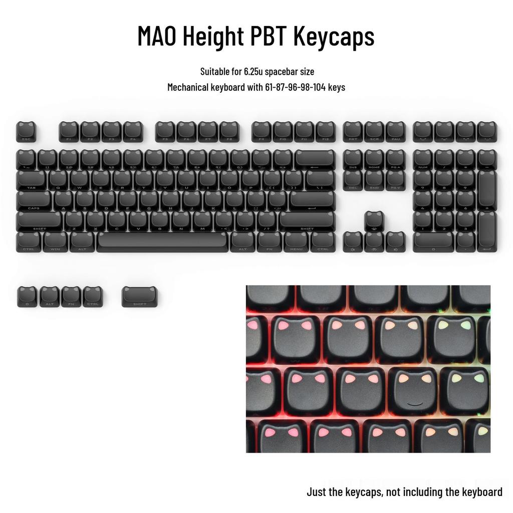 Cute Cat Ear Keycap: PBT Dye-Sublimation, Translucent, Compatible with MX Switches