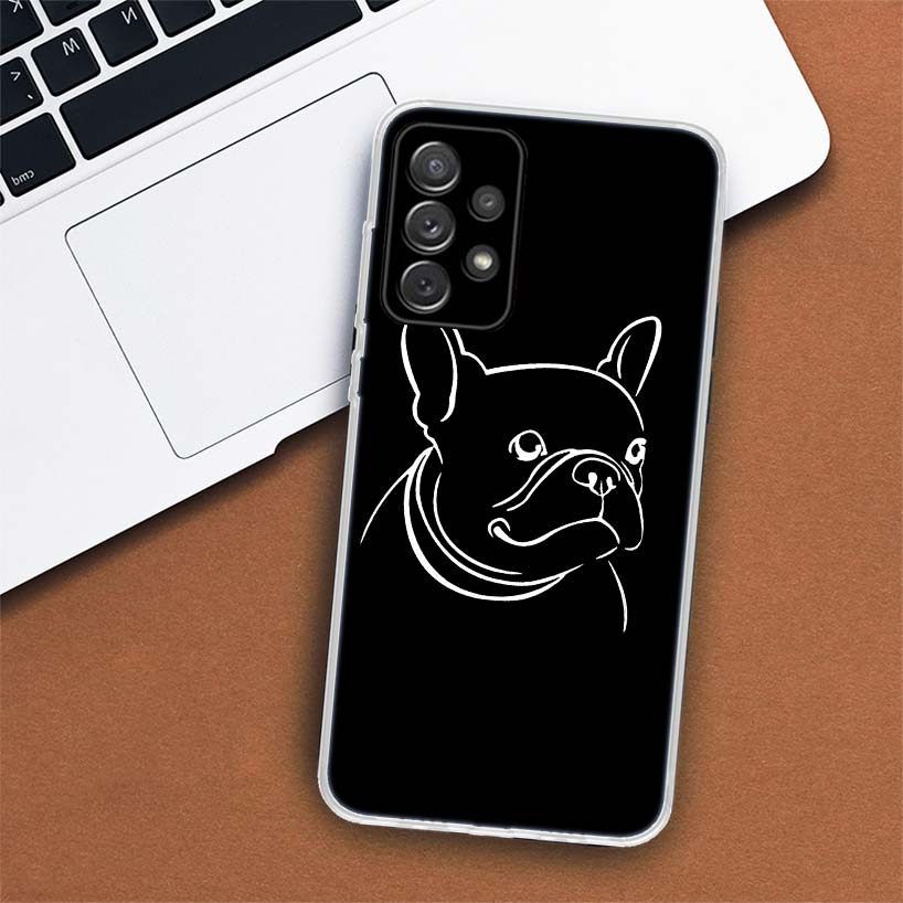 Черно-белый чехол для телефона с французским бульдогом для Samsung Galaxy A53 A52 A73 A72 A12 5G A13 A22 A23 A32 A33 A02S A03S A42 A43 A50S, чехол